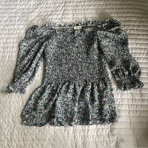 Max Studio floral ruched peplum blouse